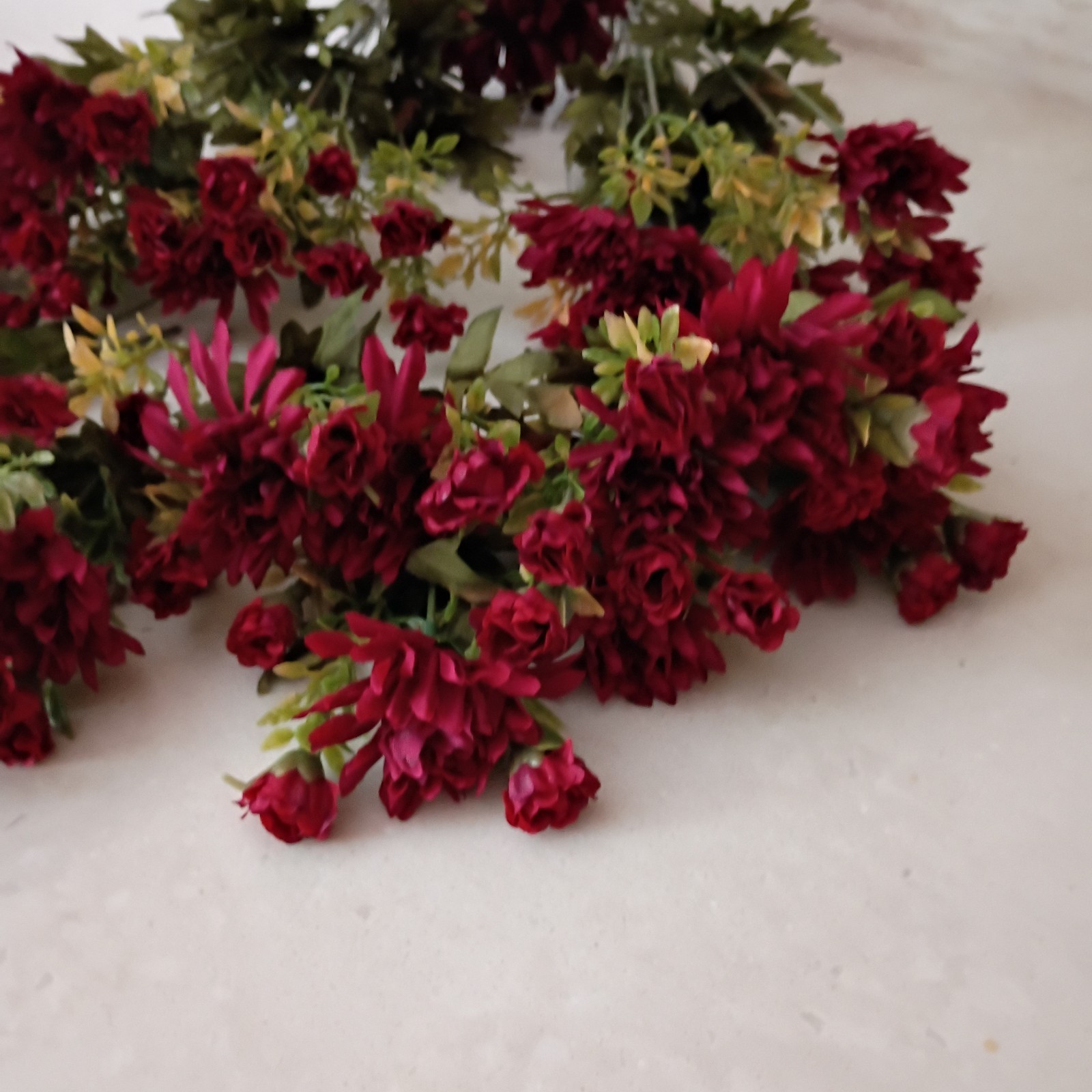Dark Burgundy Flower Stems 16 Stems, 67 Artificial Flower Buds