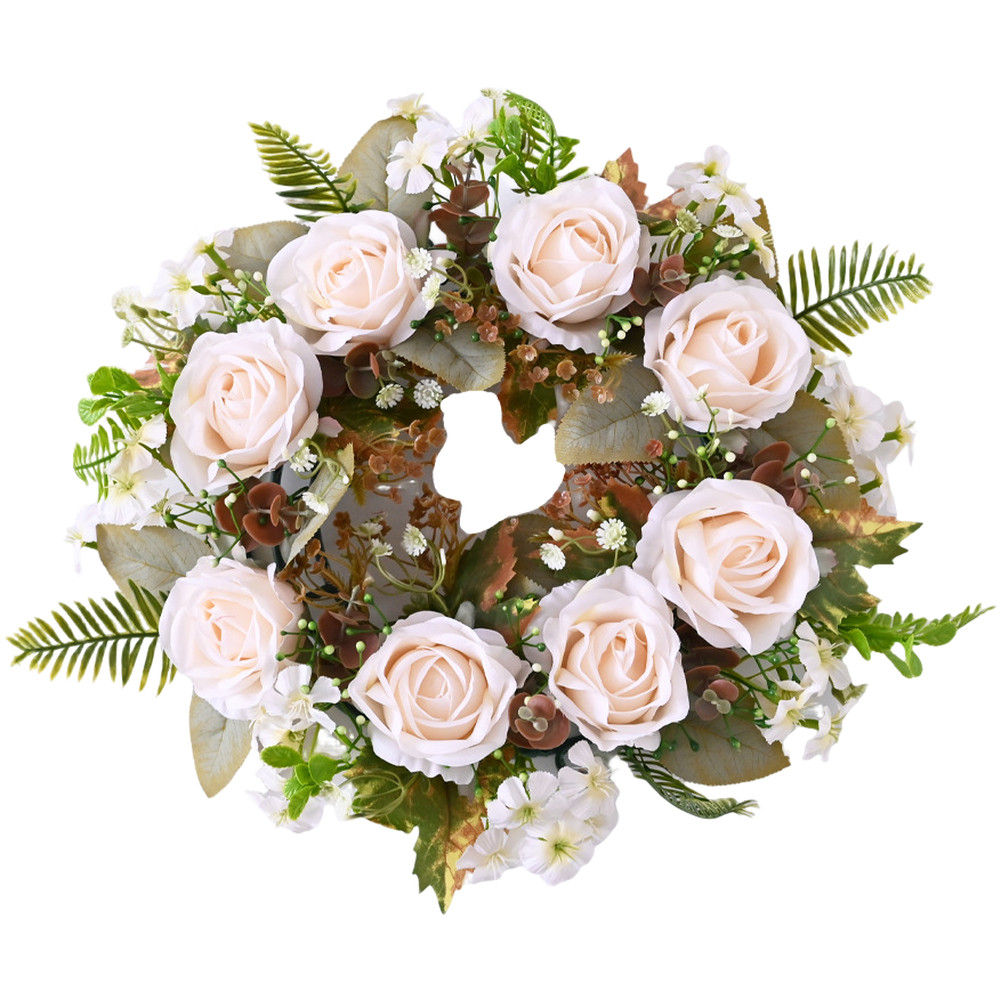Floral Spring Wreath Artificial Silk for Home Wedding Festive Decor 35cm