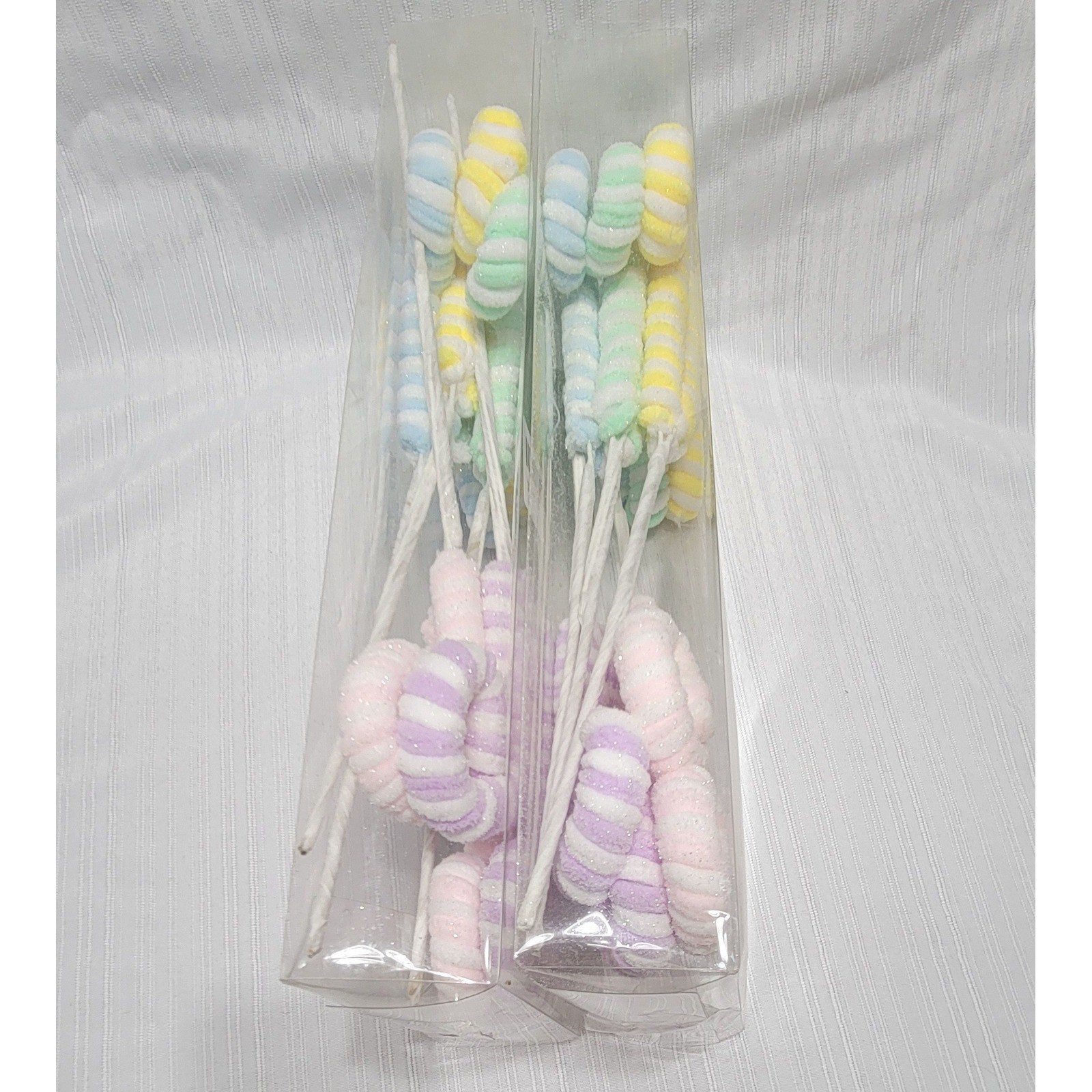 Pastel Striped Curly Floral Picks Glitter Wreath Decor Stems 2 Pack