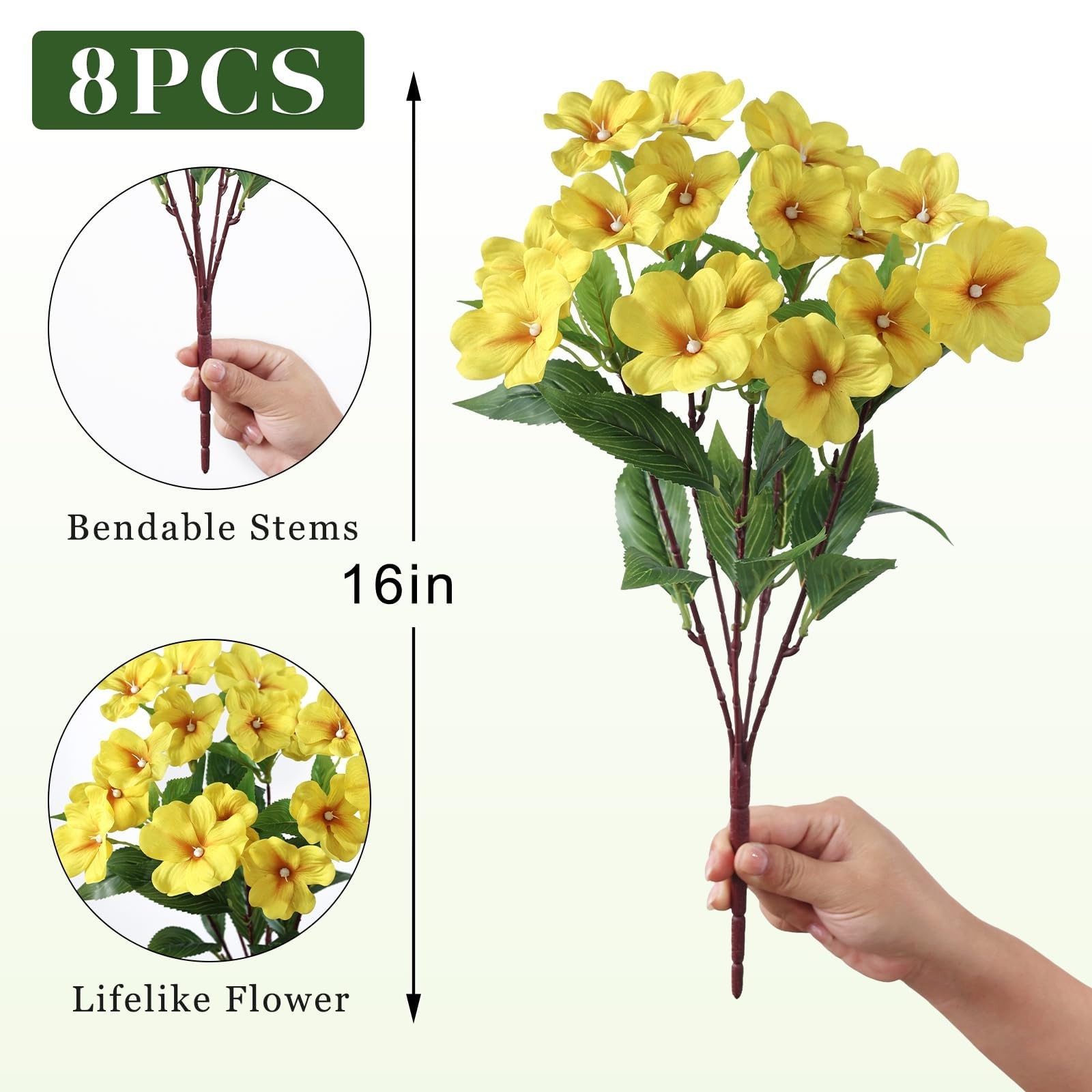 8 Bundles Artificial Impatiens for Outdoor Spring Summer Decor, No Fade Silk …