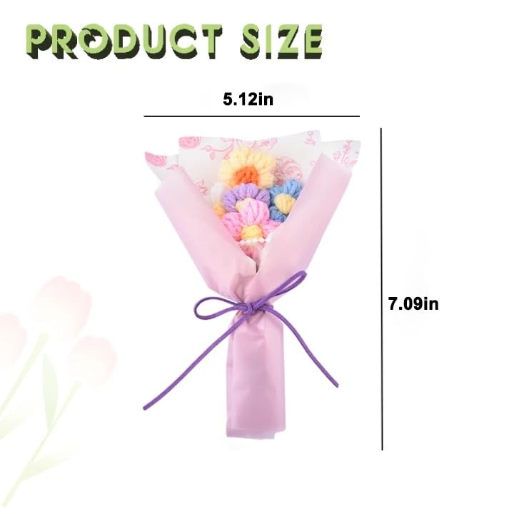 Artificial Flowers Crochet Flower Bouquet for for Girls Sister Handmade Knitt…