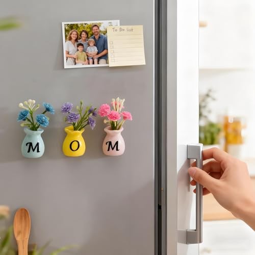 Mom Birthday Gifts Mini Vase Magnets for Fridge Cute Tiny Plant Refrigerator