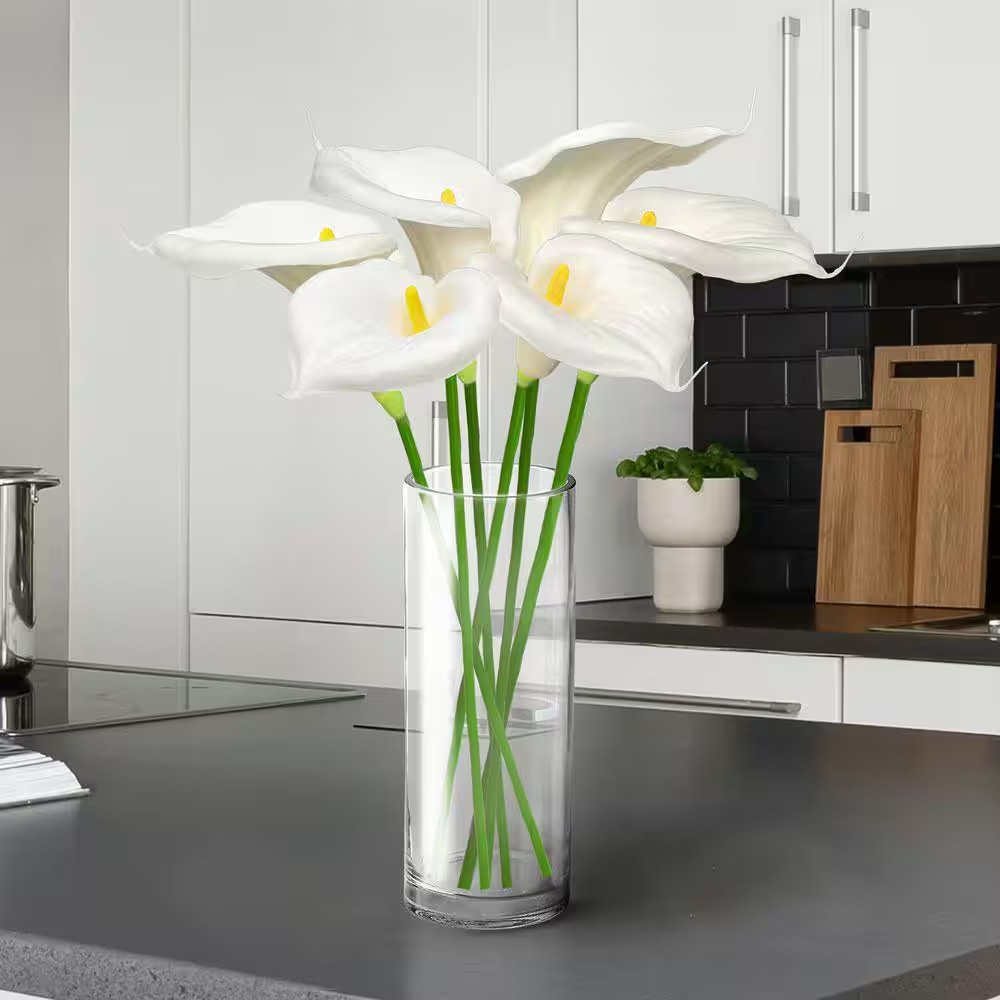 30 In. Cream White Artificial Calla Lily Flower Stem Spray (Set of 6)
