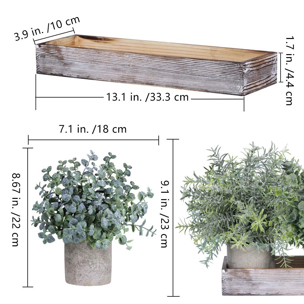 Set of 3 Mini Potted Artificial Eucalyptus Plants Faux Rosemary Plant Assortm…