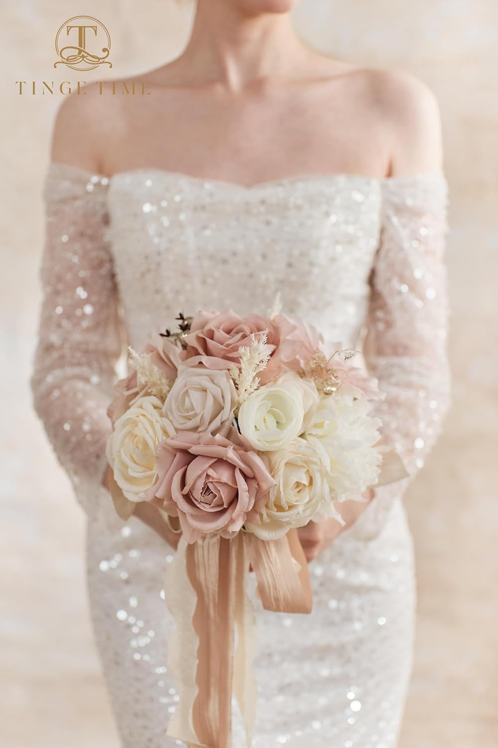Artificial Flowers Combo Mix Silk Flowers Pink Roses W/Stem for DIY Wedding Brid