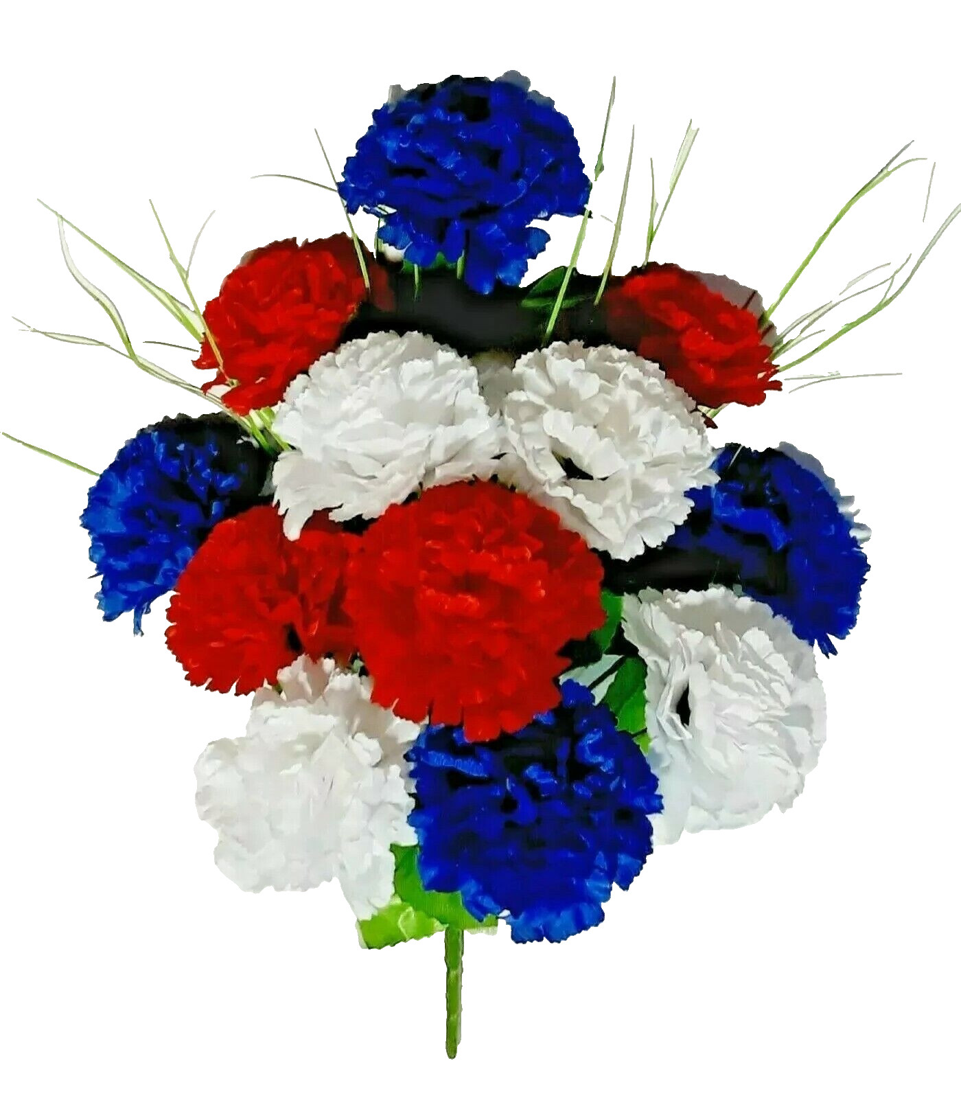 Red White & Blue Carnation 17″ Bush USA Patriotic Holiday Silk Flower In/Outdoor