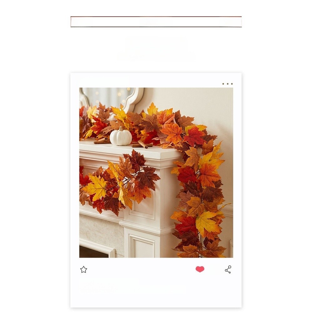 Autumn Decor Vine with Realistic Maple Leaves Faux Silk for Mantel Entryway