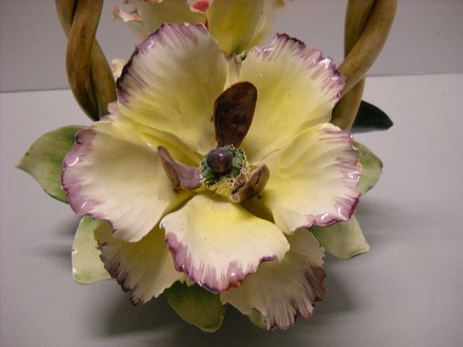 VINTAGE Capodimonte Porcelain Flower Basket Centerpiece Made in ITALY