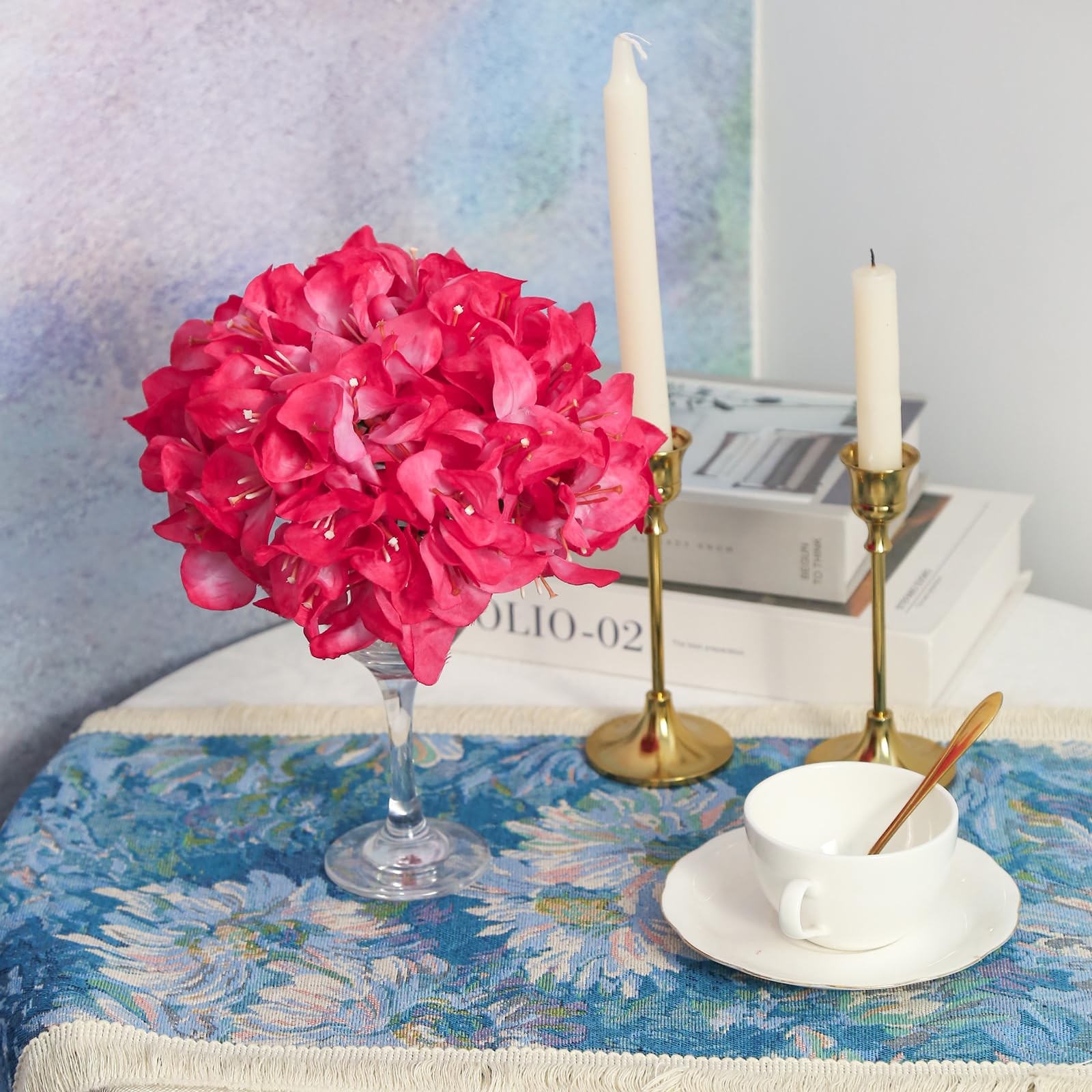 Hot Pink Artificial Bougainvillea Flower Balls for Centerpieces, 2 PCS 7.8″ V…
