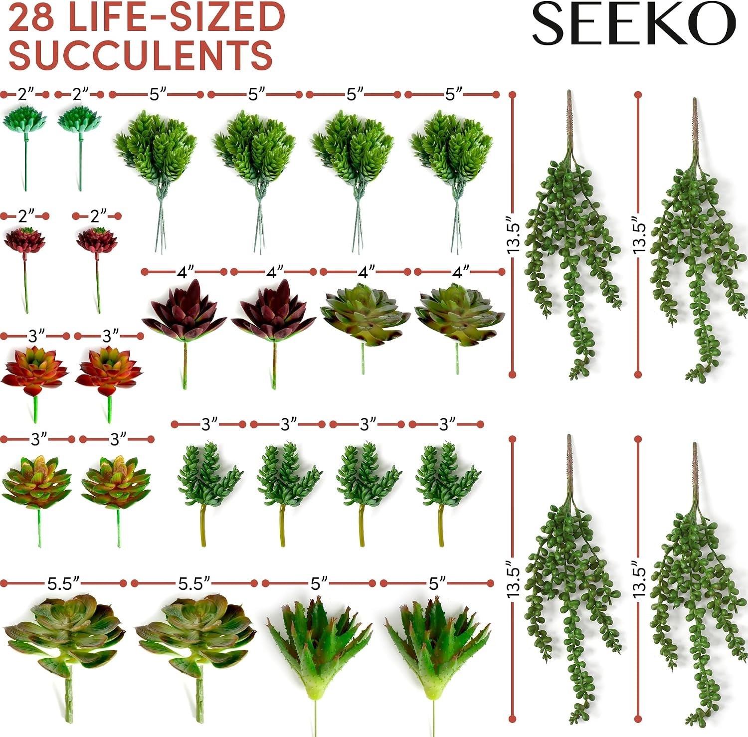 Artificial Succulents 28-Pack for Home Decor