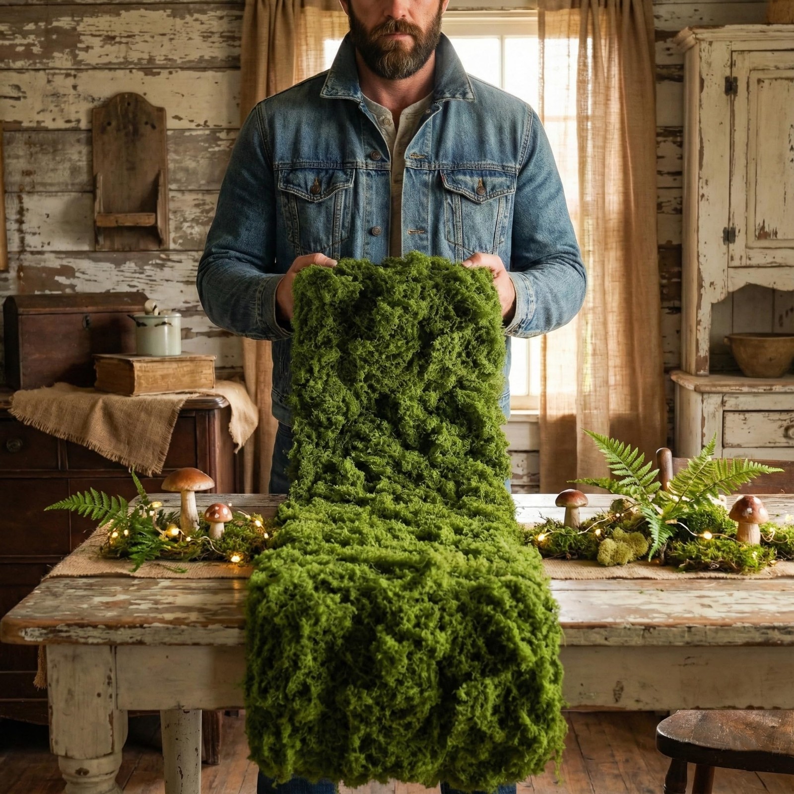 Artificial Moss Roll 12″ x 71″ – Soft Faux Grass Mat for DIY Crafts, Fairy Garde