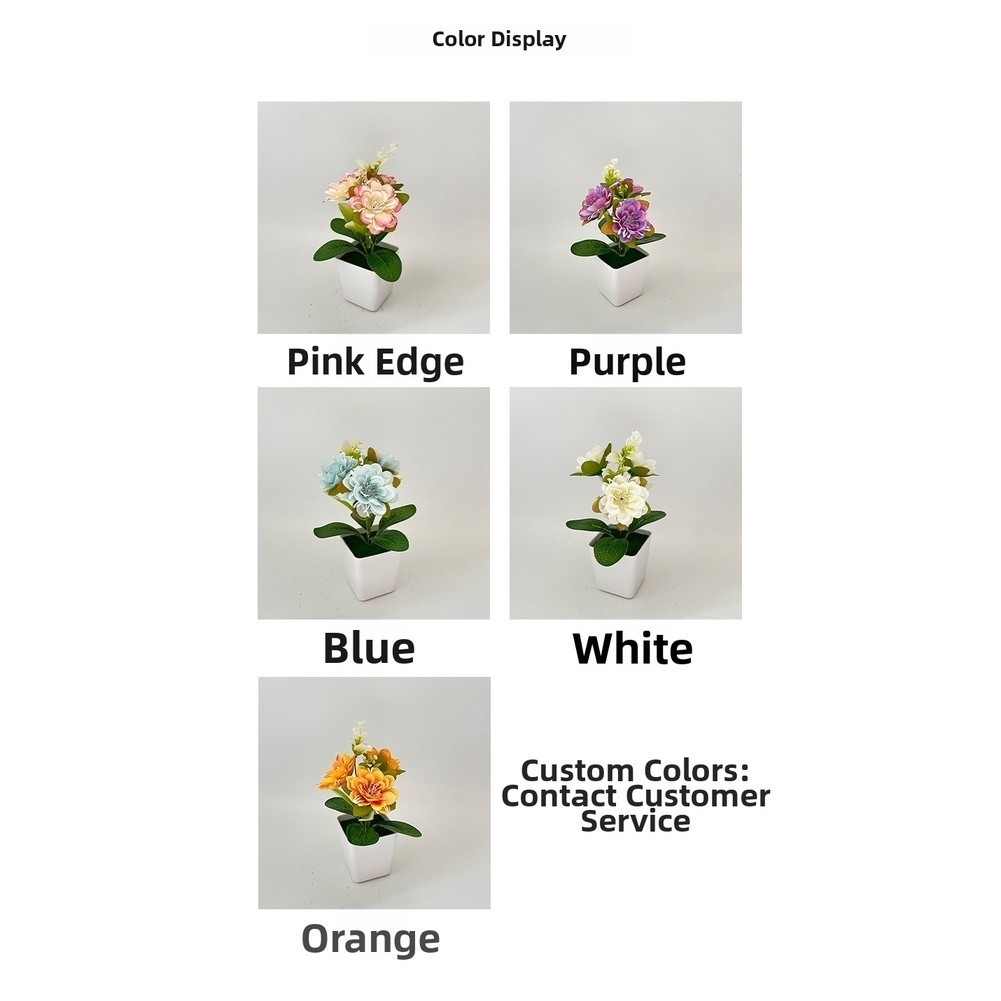 Low Maintenance Silk Chrysanthemum Potted Plant 14 x 5.5cm for Any Room Decor