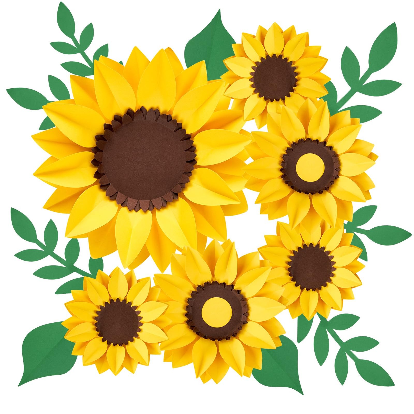 15pcs Sunflower Wall Decor, Paper Flower for Wall with 3D Artificial Flowers …