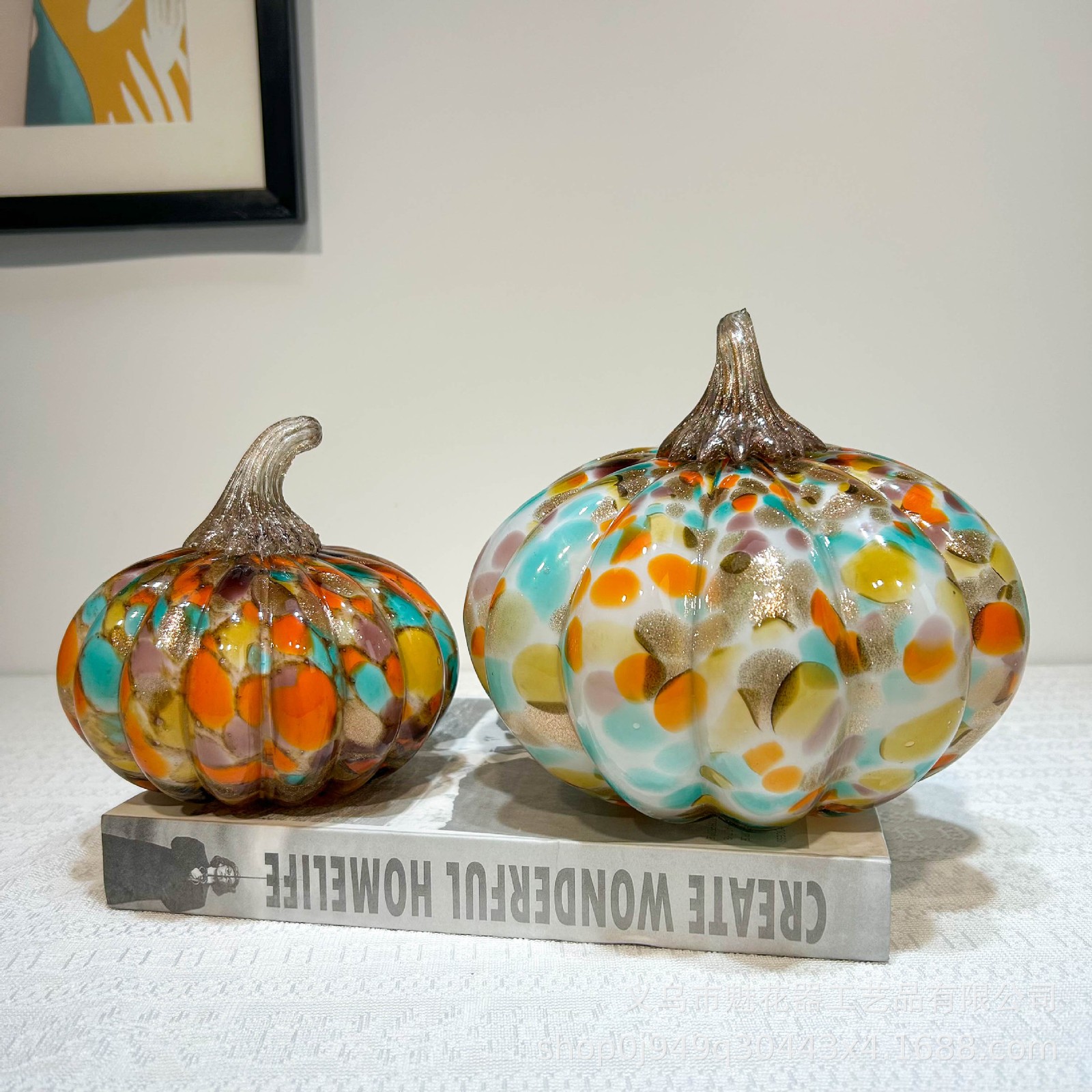 Modern glazed design light luxury pumpkin art ornament