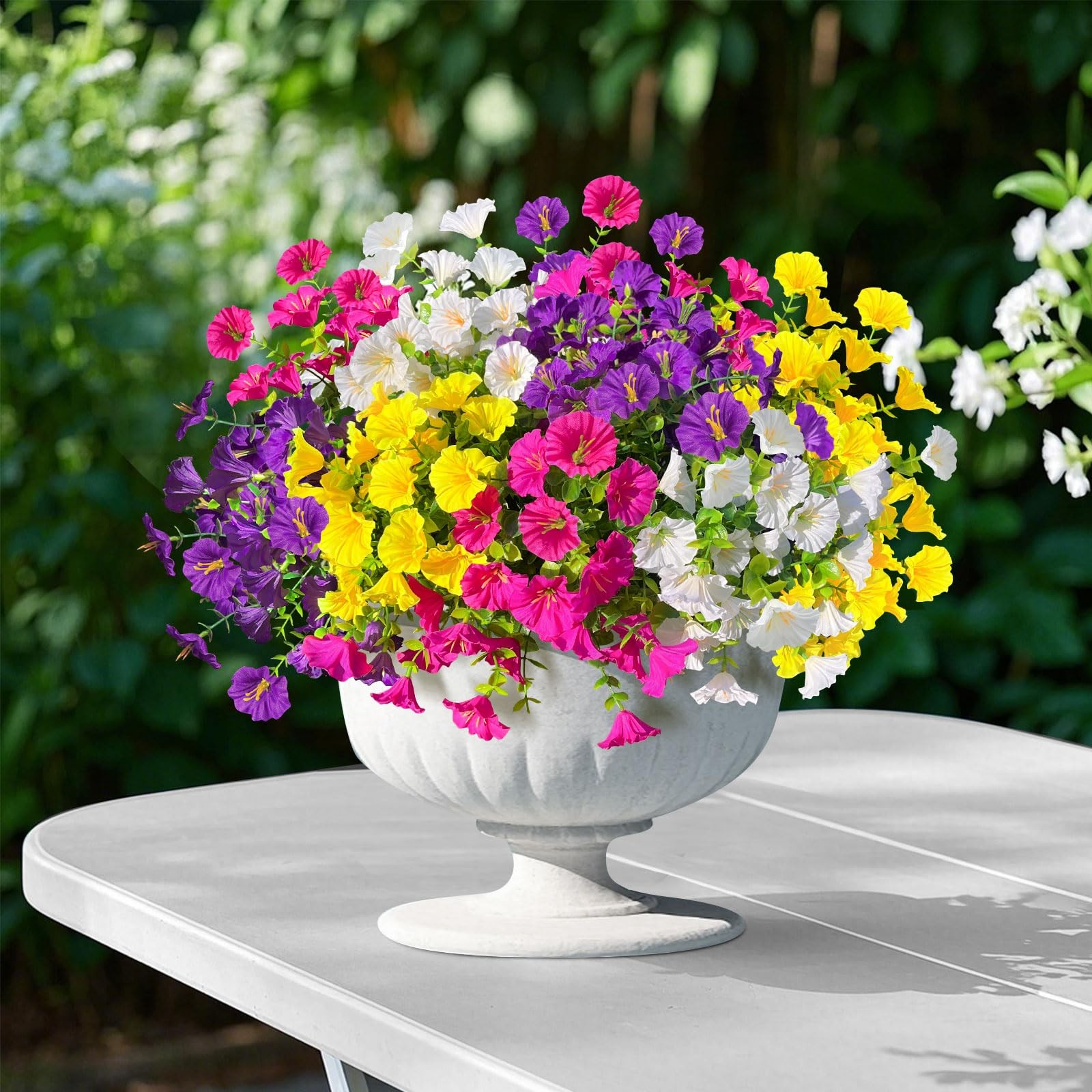 18 Bundles Artificial Faux Flowers Plants for Outdoors Decor-4 Colors