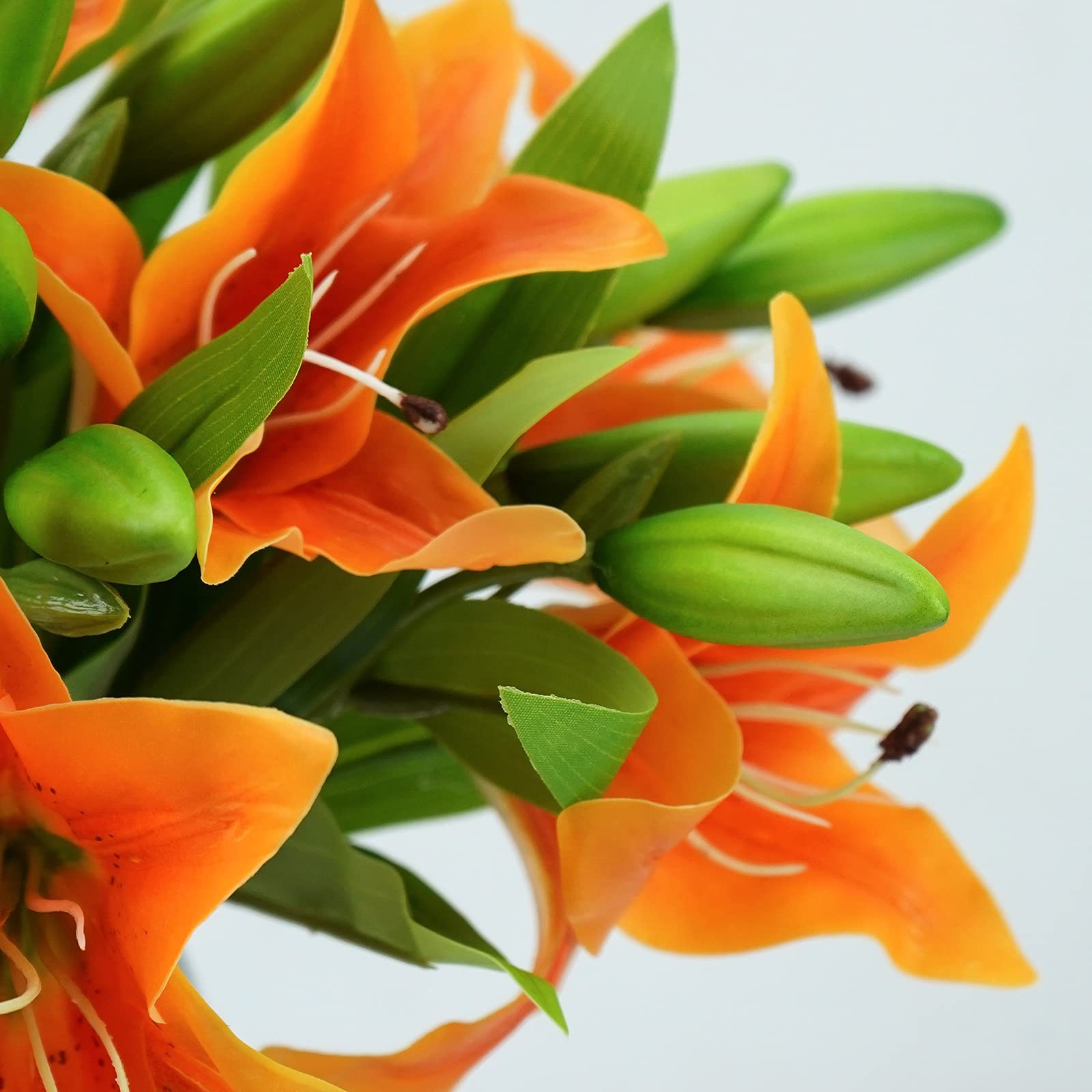 8Pcs Artificial Tiger Lily Flowers Orange Real Touch Lilies Flower Bouquet Fa…