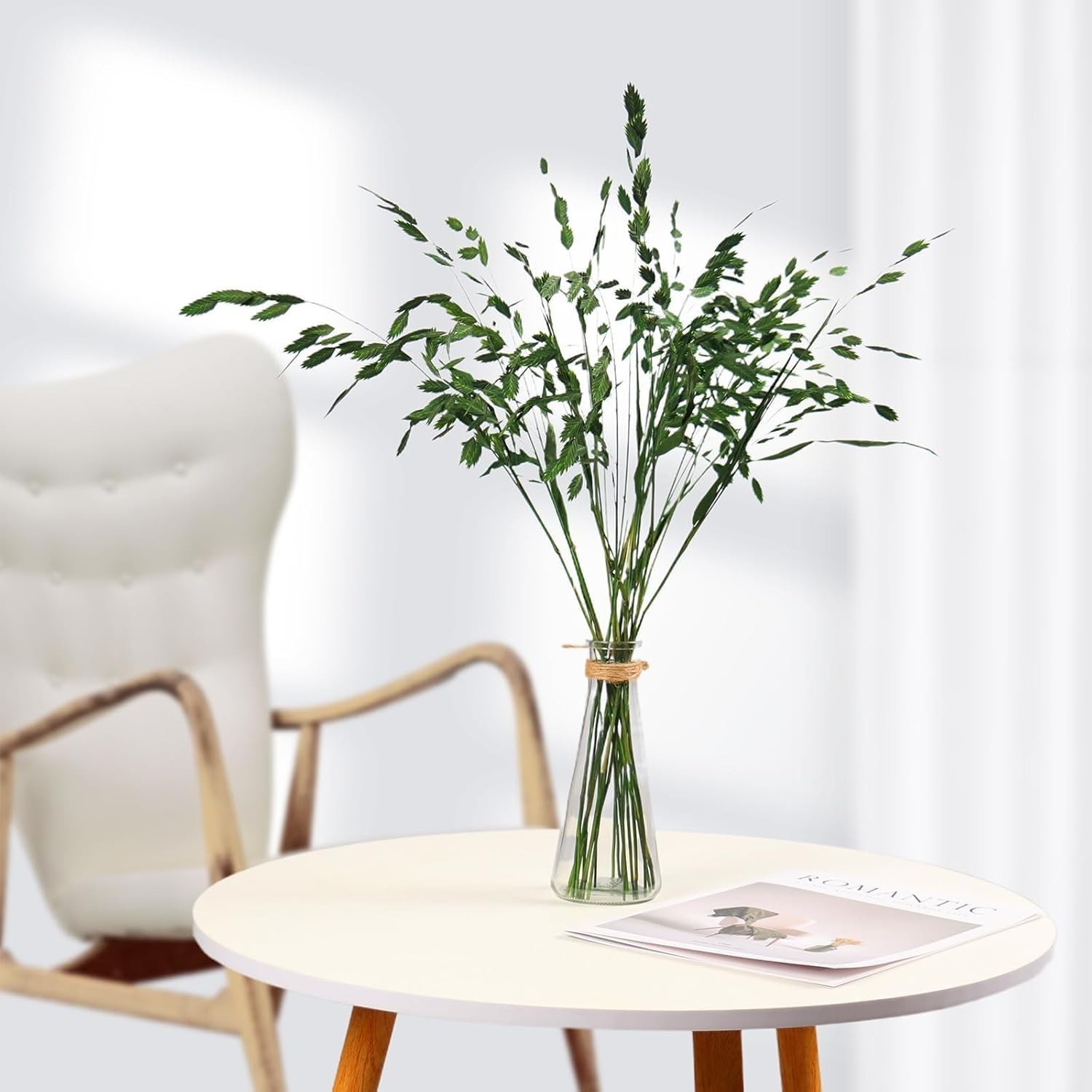 Unbranded Dried Preserved Oat Grass Plant with Stem–Dark Green-40 Pieces