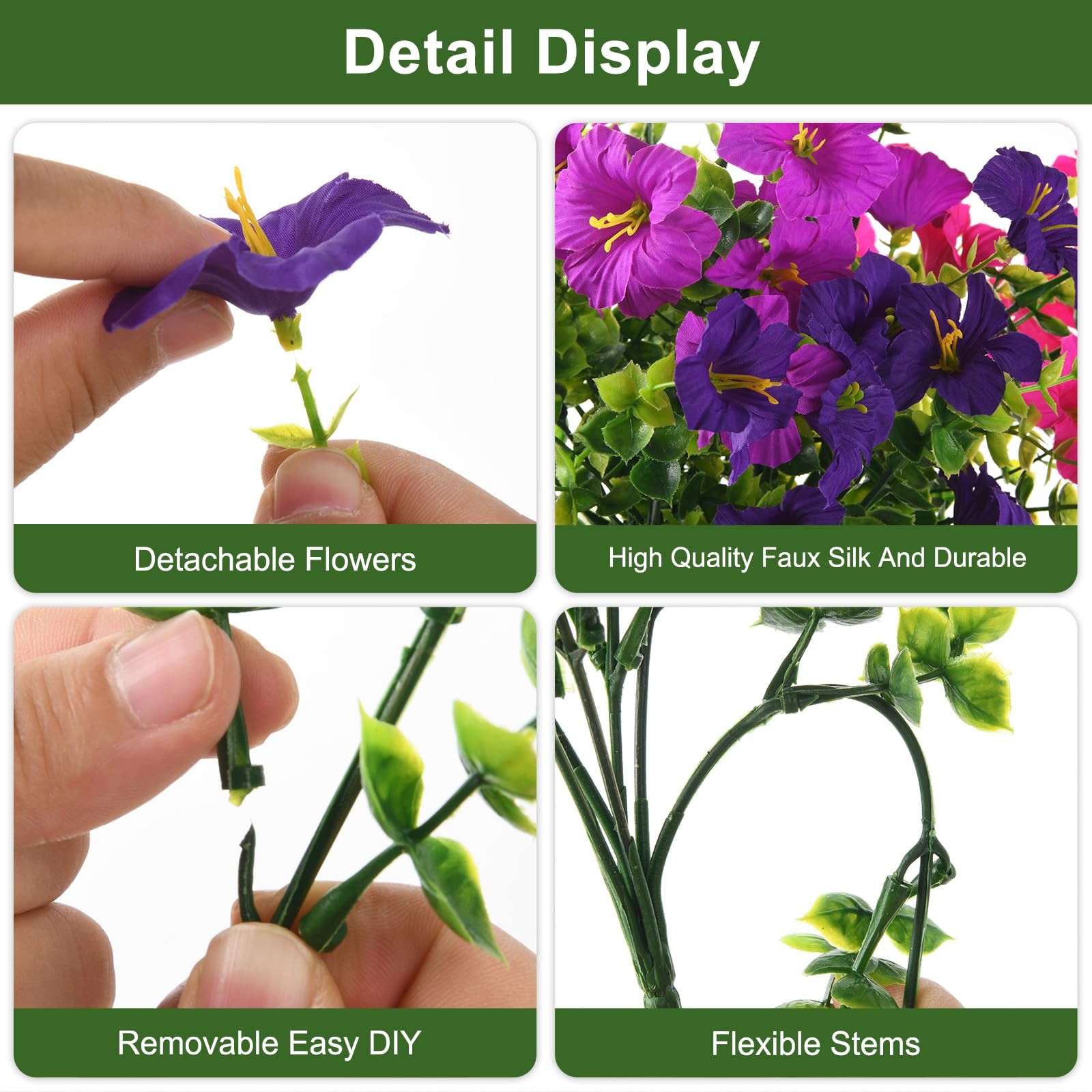 Artificial Flowers for Outdoors Fake Plants Spring Summer Decoration, 12 Bund…