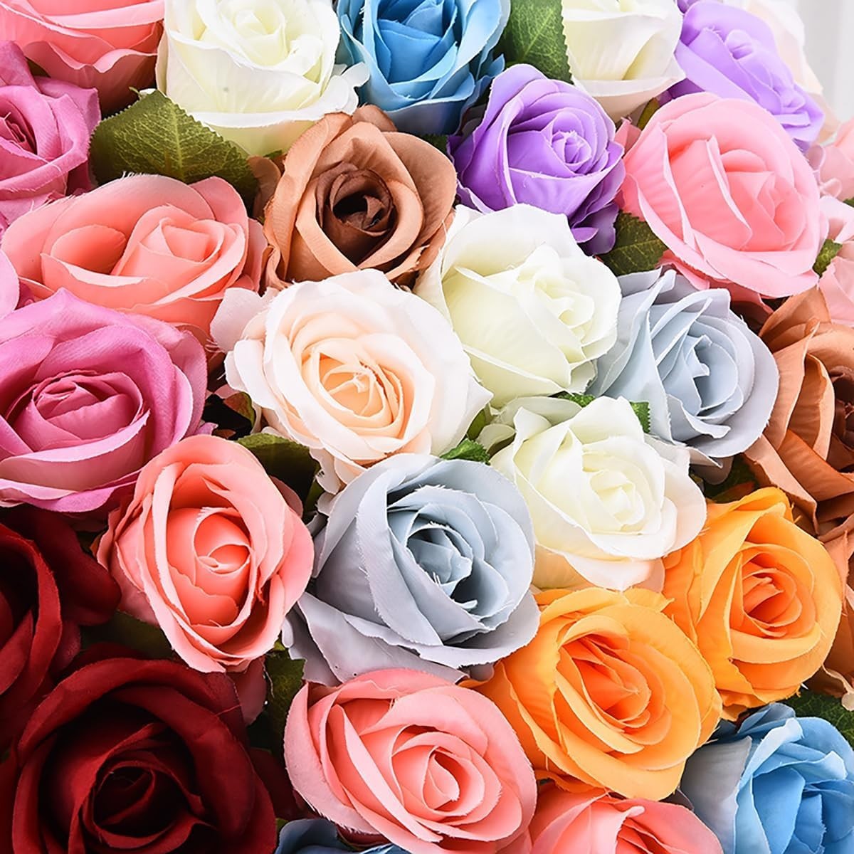 Purple Fake Roses Artificial Flowers 10 Pcs Real Touch Silk Faux Roses with L…