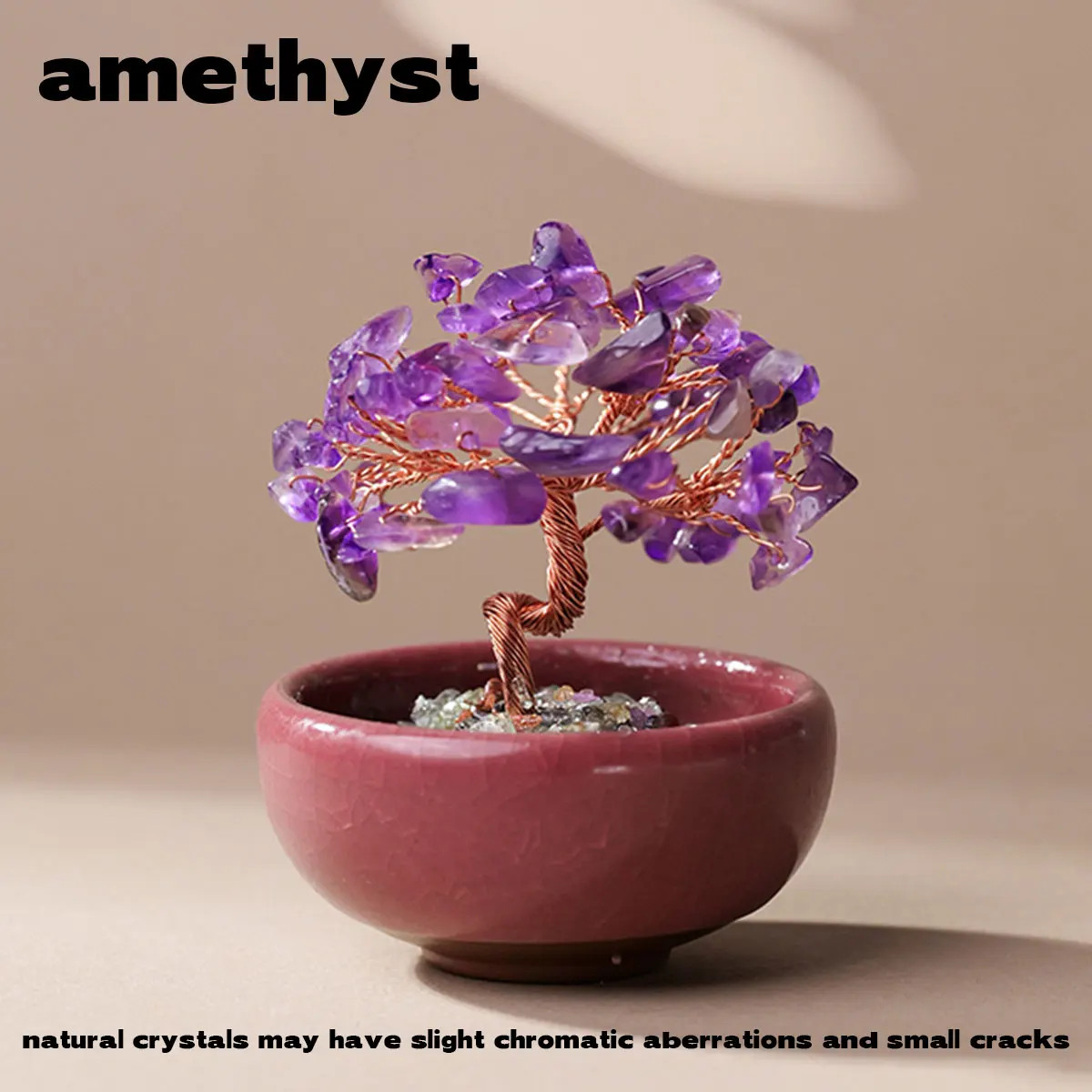 1PC Natural Crystal Tree Handmade Tree Copper Wire Life Small Bowl Flowerpot new