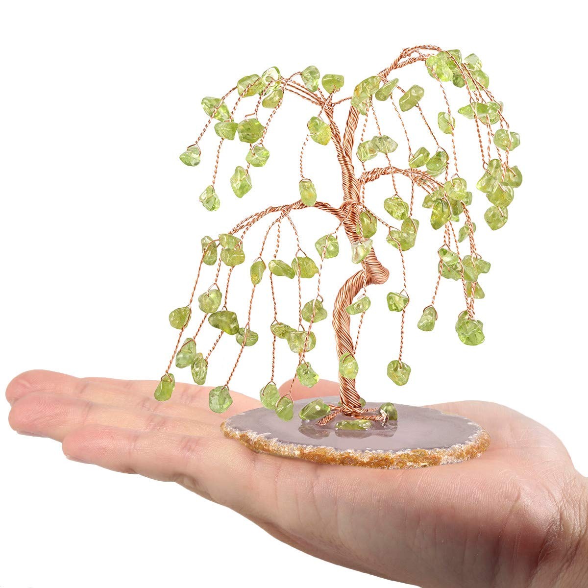 Healing Crystal Money Tree with Agate Slices Base Polishing Tumbled Gemstones…