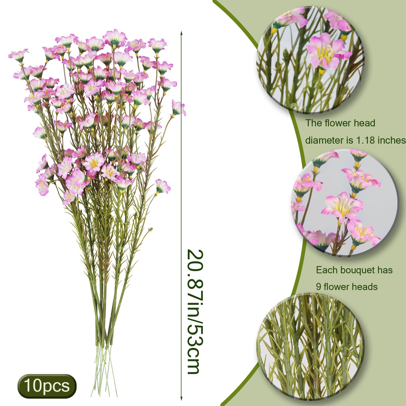 10 Pcs Artificial Wildflowers with Stems Bulk Silk Spring Flowers 21″ Fake Fo…