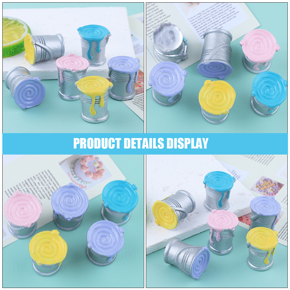6 Pcs Dollhouse Tool Mini Paint Pot Models Miniature Can Modeling Crafts
