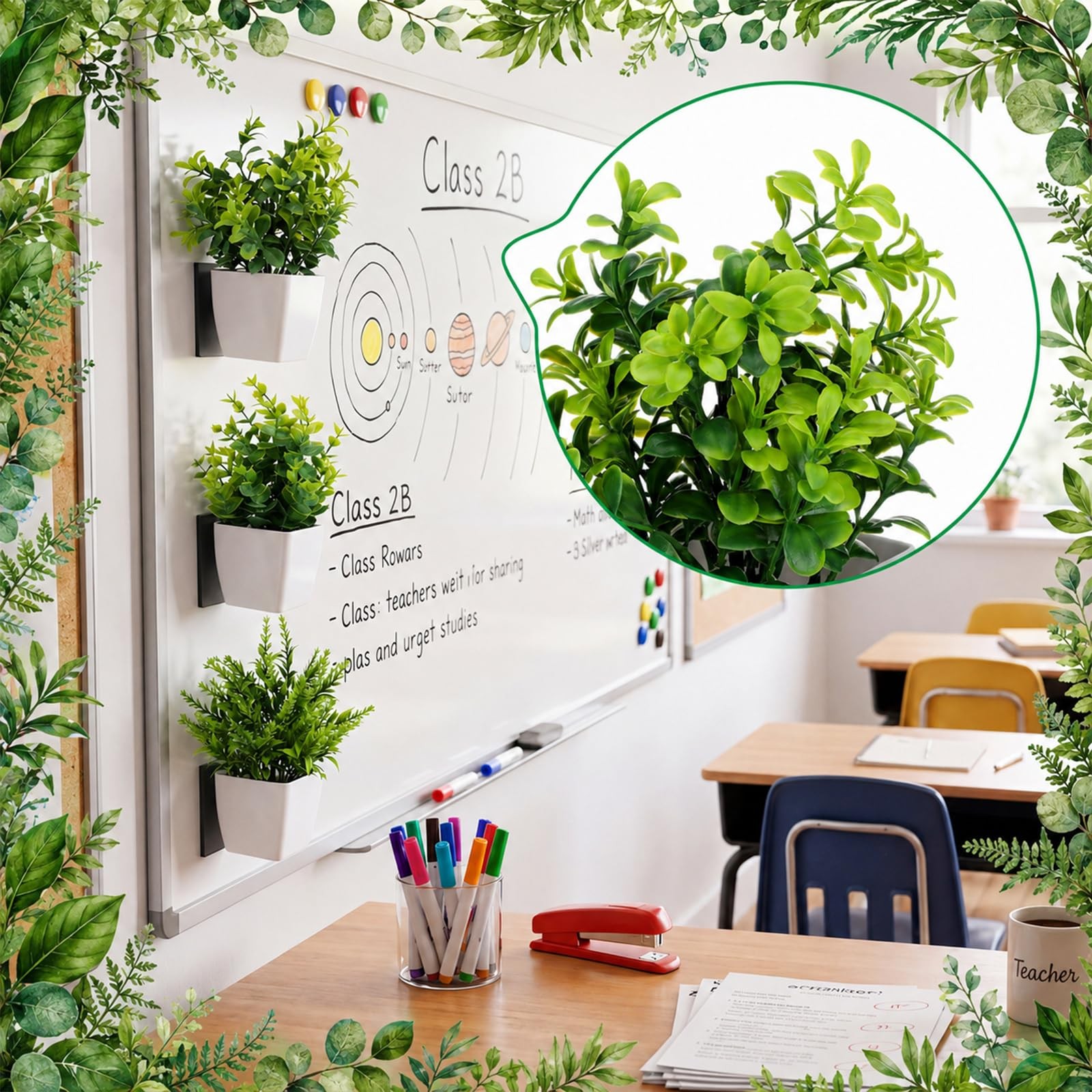 3 Pcs Magnetic Plants Classroom Decor Artificial Potted Potted Greenery Mini …