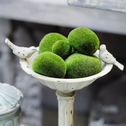 50 Pcs 5 Size Artificial Moss Rocks Decorative, Faux Green Moss Decor Balls for