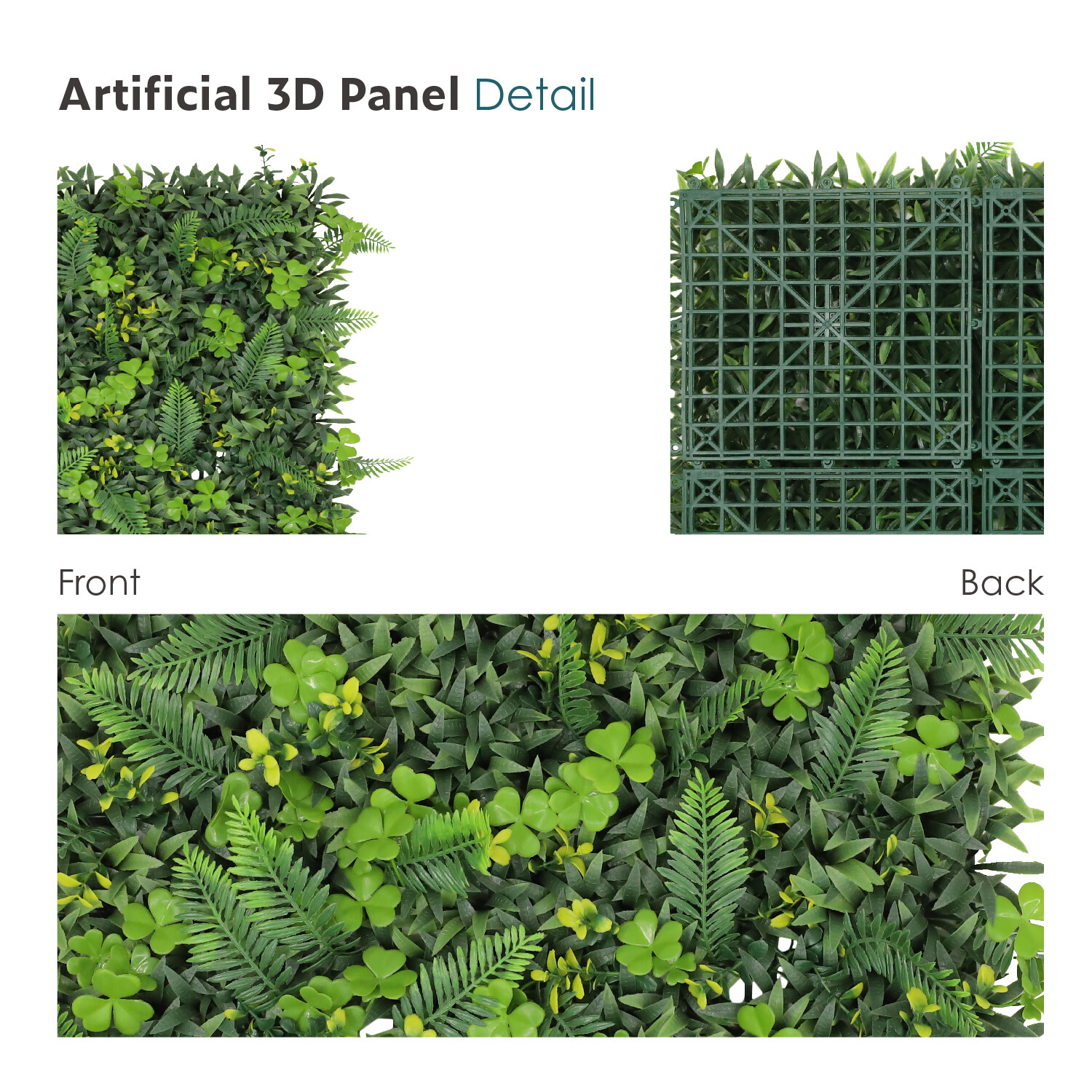20″ Artificial Leaf Mat #11 3D Mixed Wall Hedge Decor Privacy Fence Panel Grass