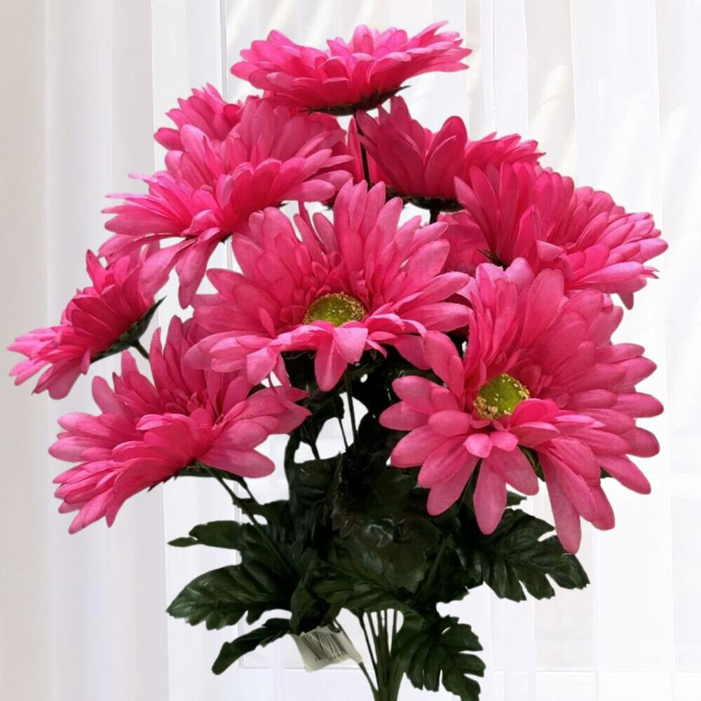 Set of 2 Hot Pink Artificial Gerbera Daisy 17″ Floral Bushes
