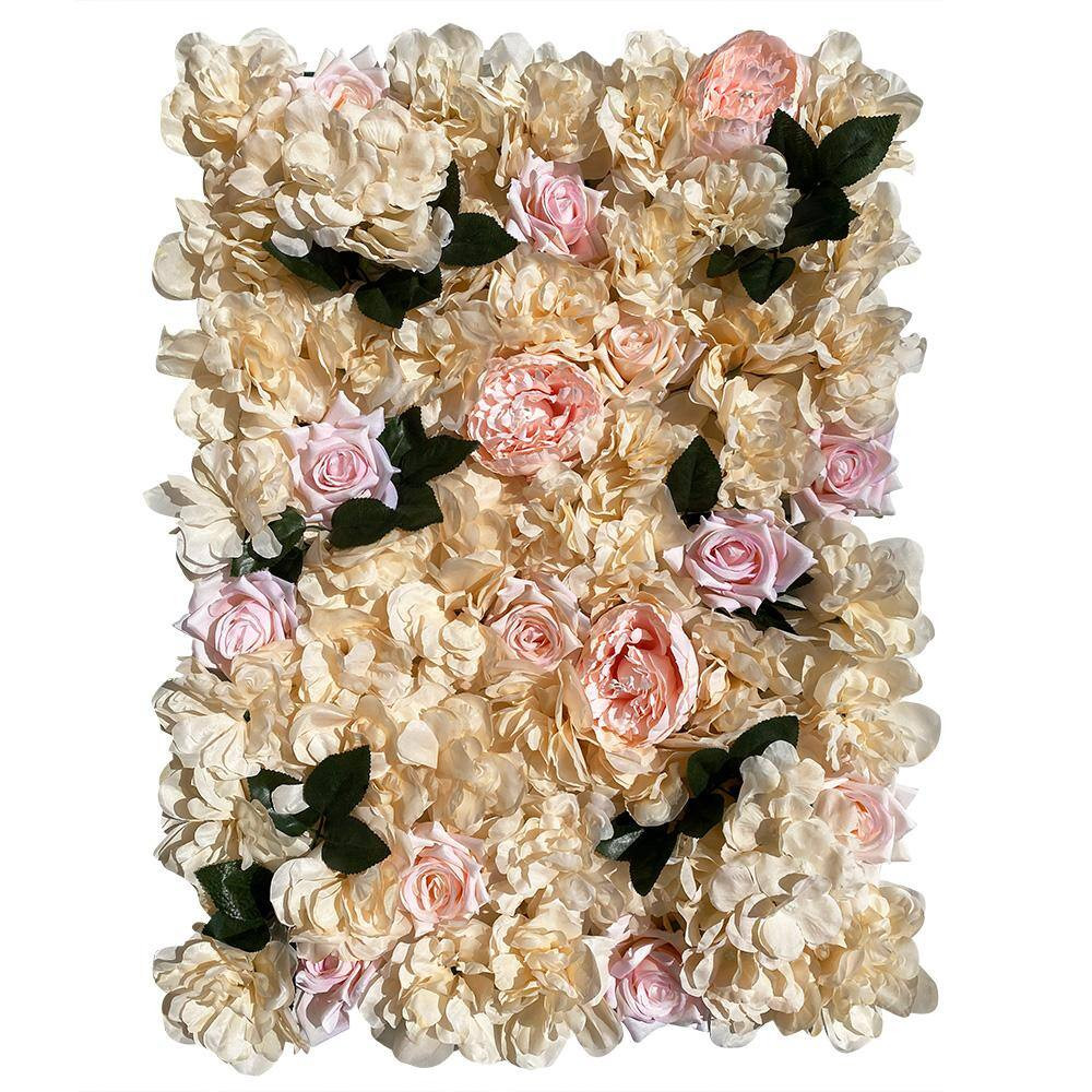 12- Pcs 23.62 In. X 15.74 In. Artificial Silk Rose Flower Wall Panel Hedge for W