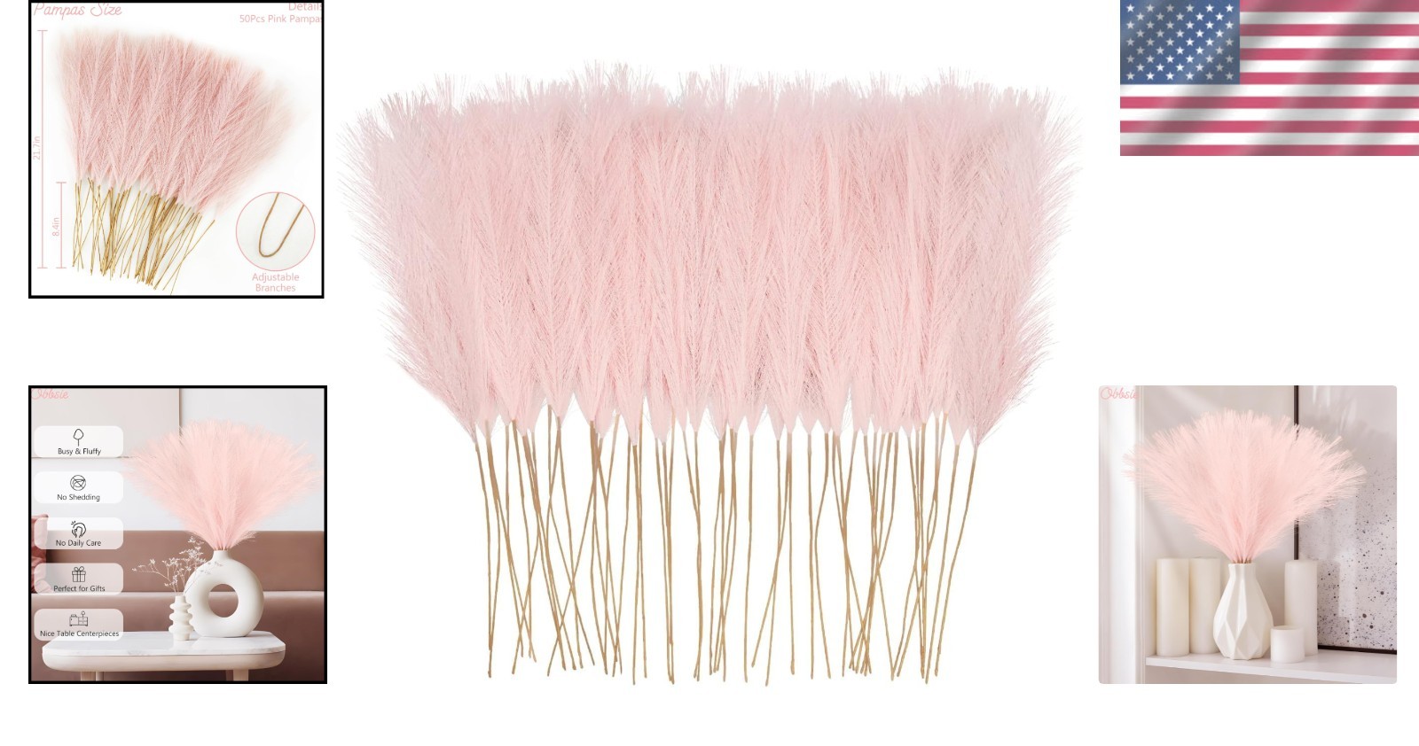 Artificial Pink Pampas Grass Flowers – 150pcs