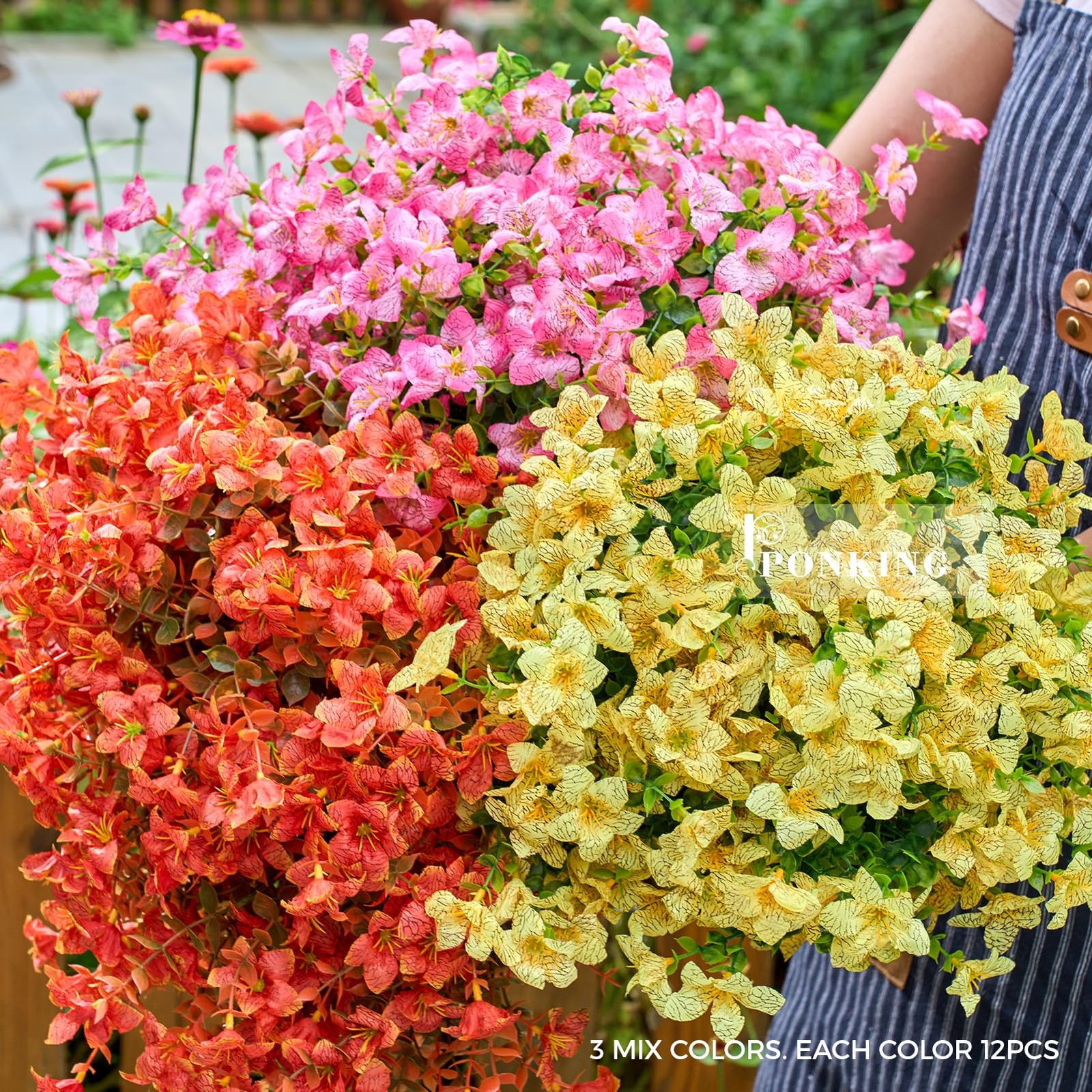 Artificial Flowers for Outdoors Patio Decoration 12 Bundles Fake Flower Lily …