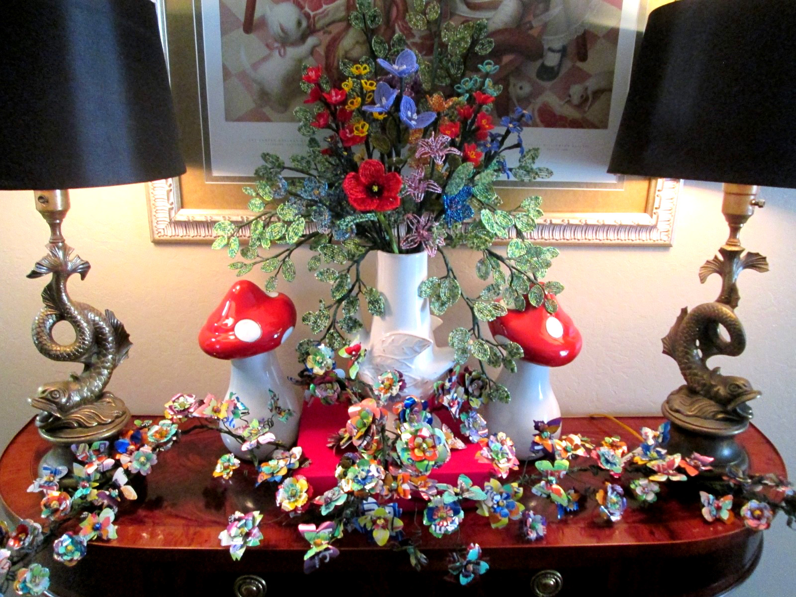 Flower & Butterfly Garlands Upcycled (x2 45″) Wedding Decor Gifts Spring