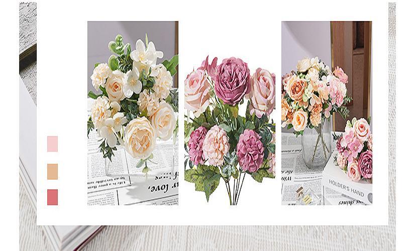 7-head Silk Peony Rose & Hydrangea Bouquet – Elegant Decor for Home & Events