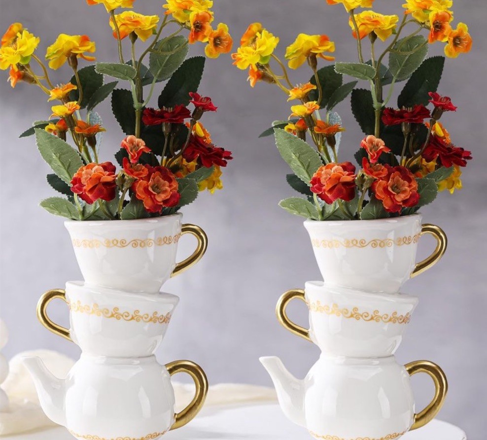 🔥 Tioncy Mini Teacup Bud Vases Antique Vintage Look 5″ Wonderland Set Of 2