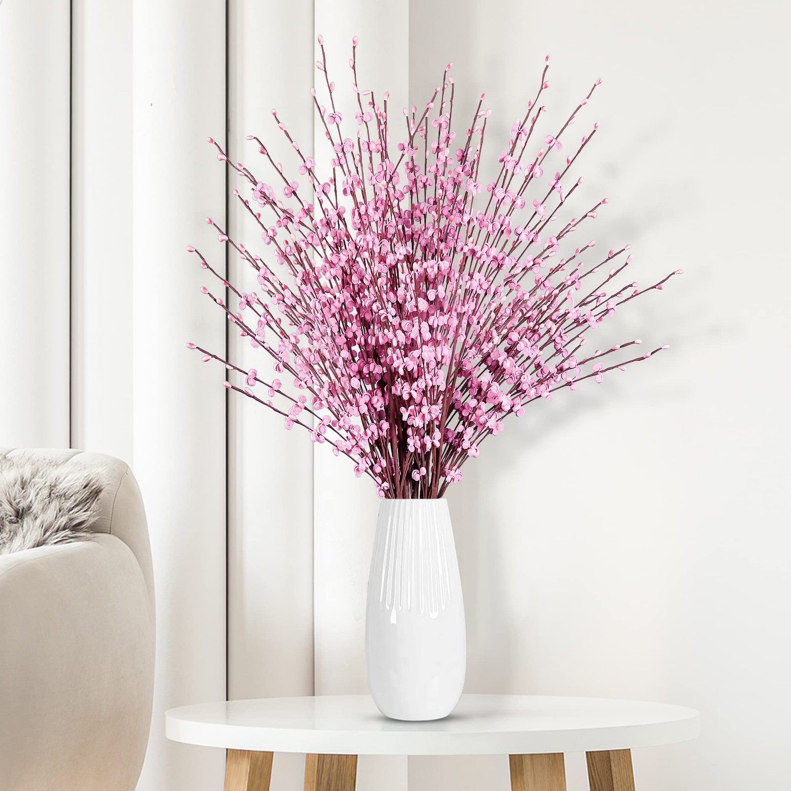Pink 29.5 Inch Artificial Jasmine Tall Fake Flower Bouquet Dry Branch 10 PCS