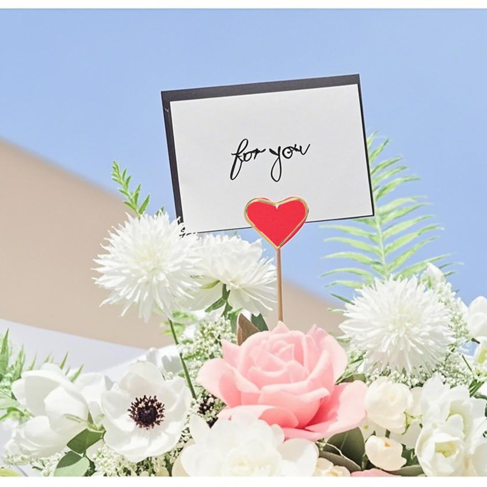 100 PCS 13.4 Inch Metal Floral Place Card Holder Picks, Metal Floral Place Ca…