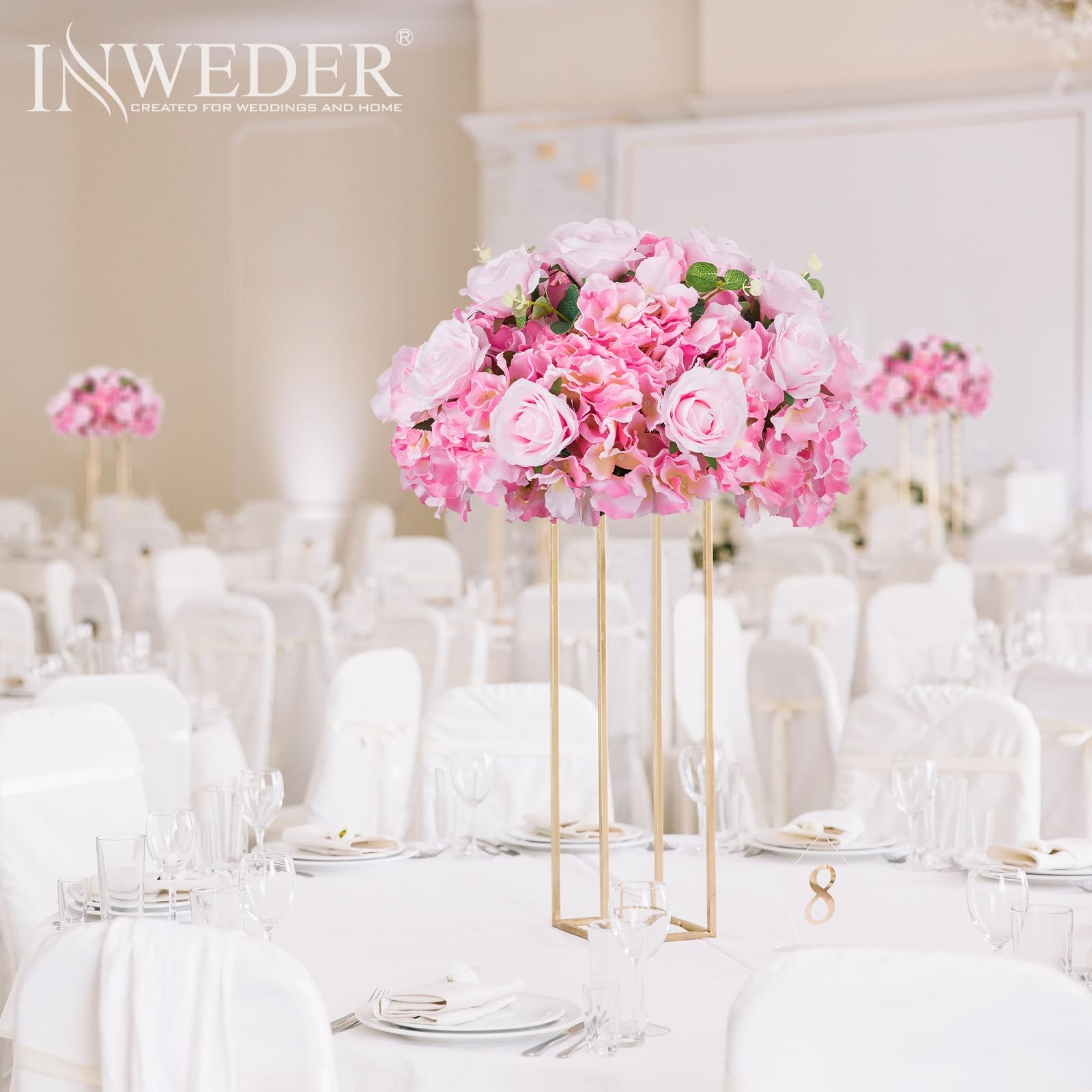 Pink Flowers Balls for Centerpieces: 15.7in Diam, Set of 2