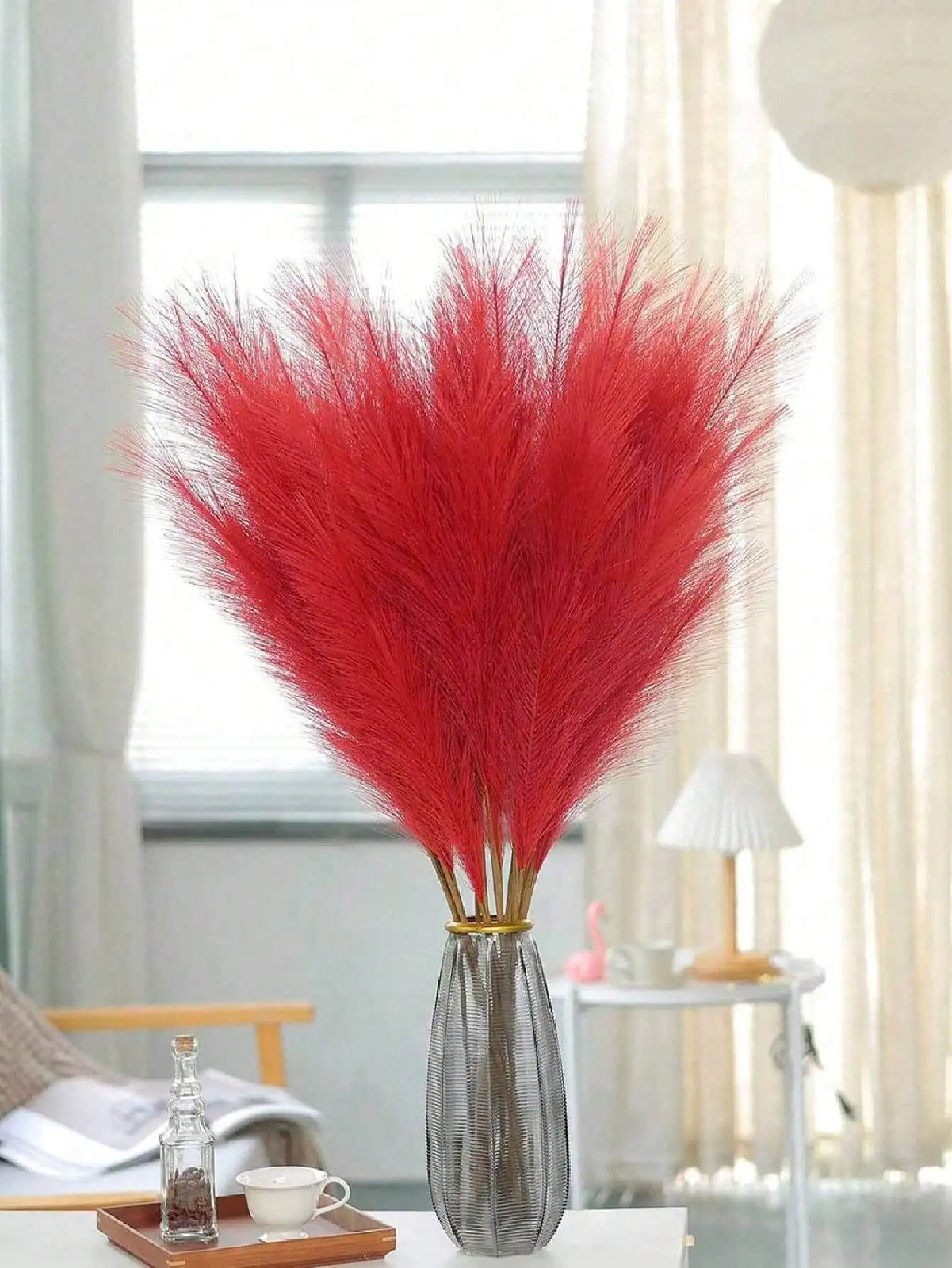 5/10/20Pcs Red Artificial Reeds,55Cm/21.65In Tall Plush Faux Grass,Large General