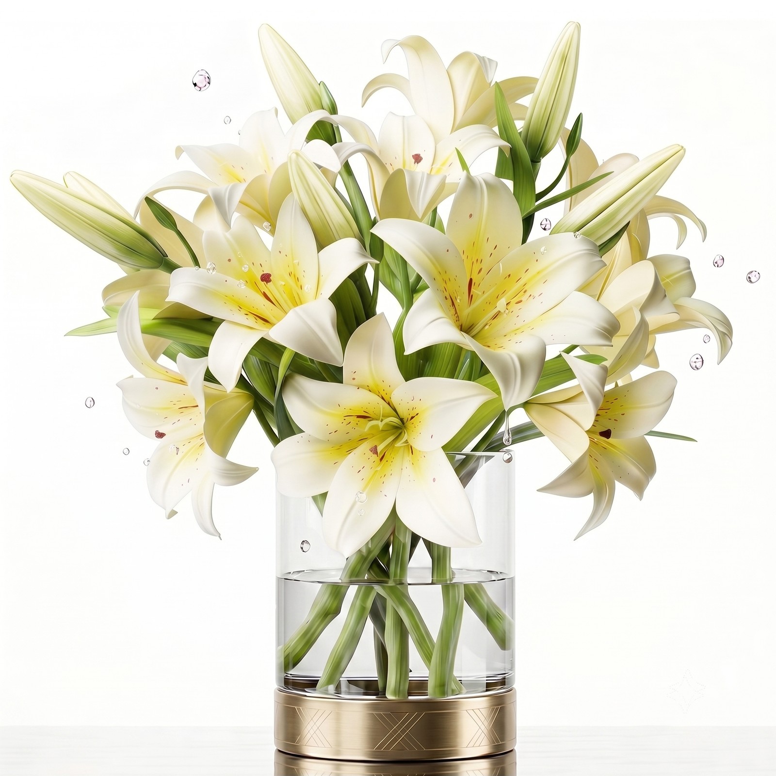 6 Bundles 18 Artificial Lily Flowers with 12 Heads Fully Bloomed Lilies & 6 Buds