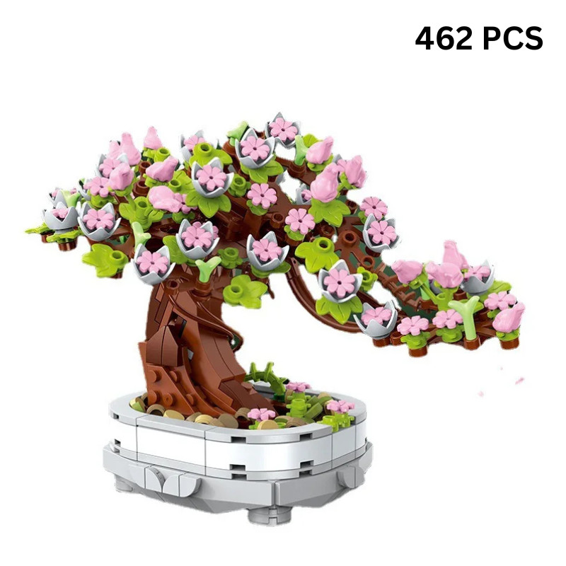 462 PCS Cherry Blossom Bonsai Building Block Flower Set With Pot DIY Decorative