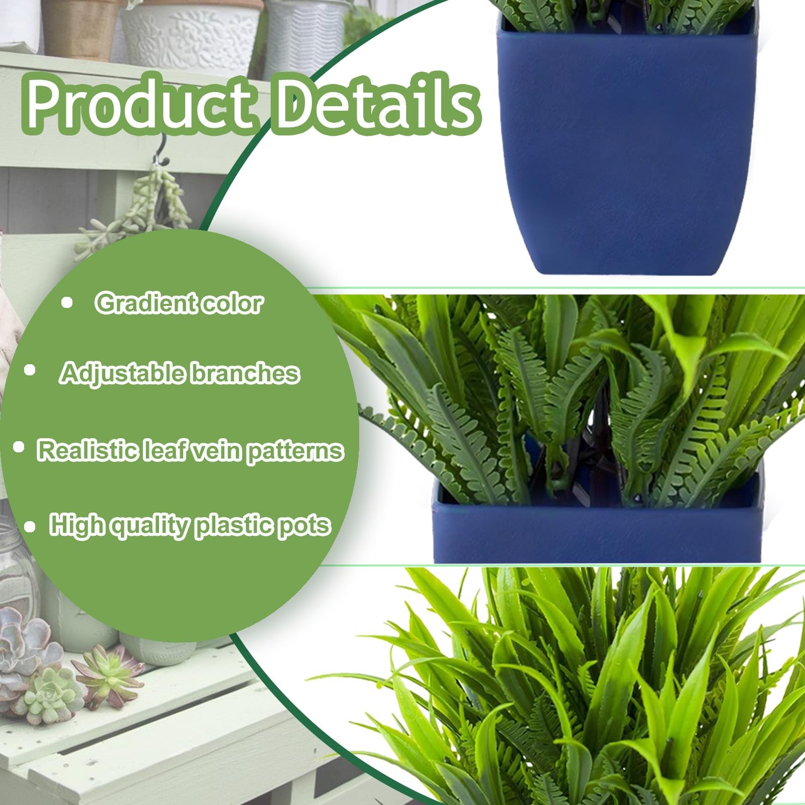 4 Pack Small Fake Plants in Blue Pot Mini Artificial Potted Plants for Home B…