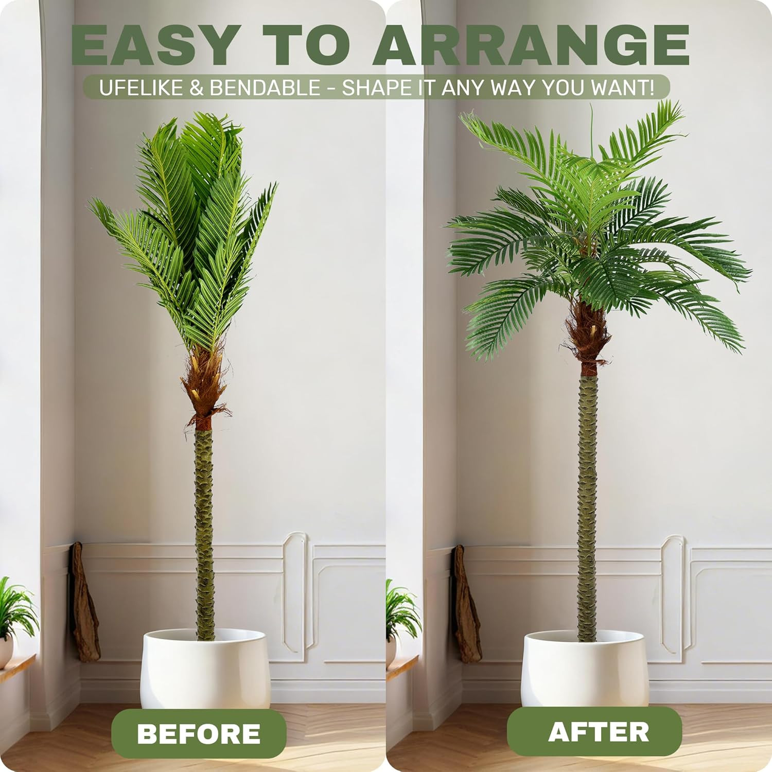 8Ft Artificial Palm Tree – Faux Triple Phoenix for Indoor/Outdoor Decor
