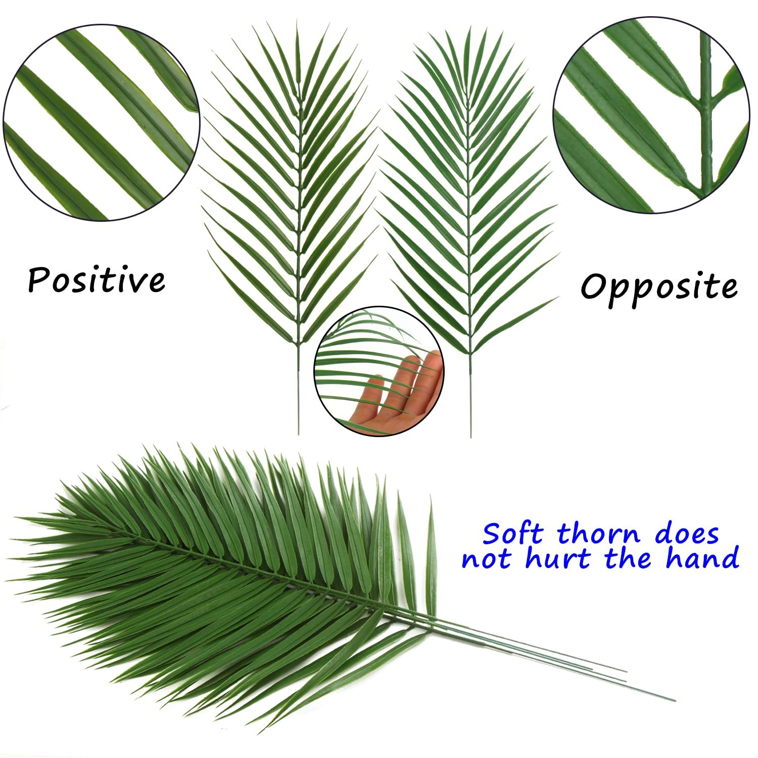16 Pcs Artificial Palm Branches Palm Leaves with Stem for Party Tree Decor