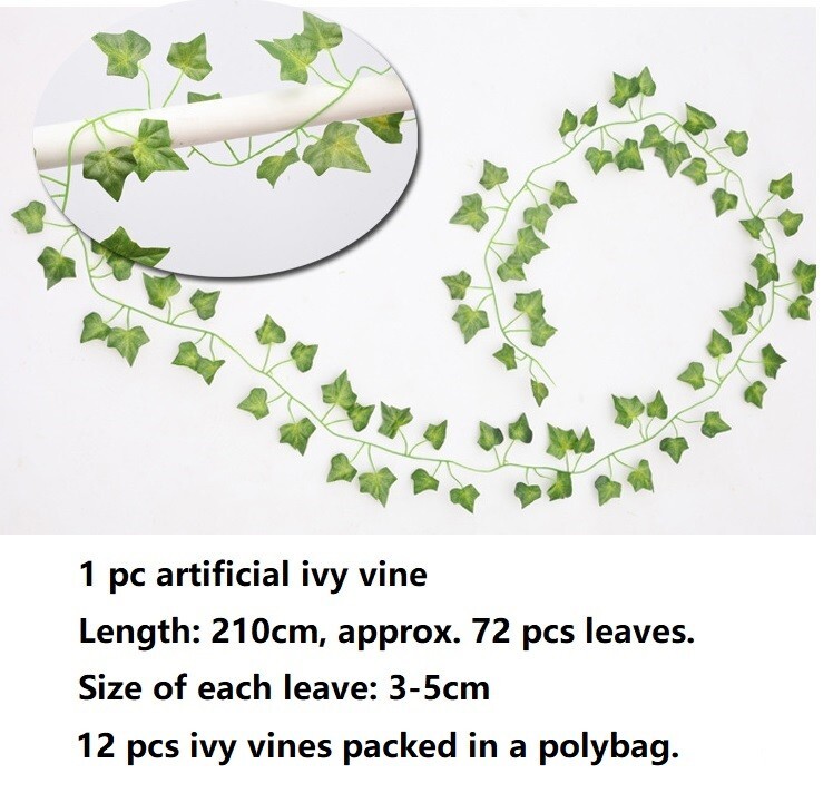 24 PCS Artificial Ivy Leaf Plants Fake Hanging Garland Plants Vine Home Decor