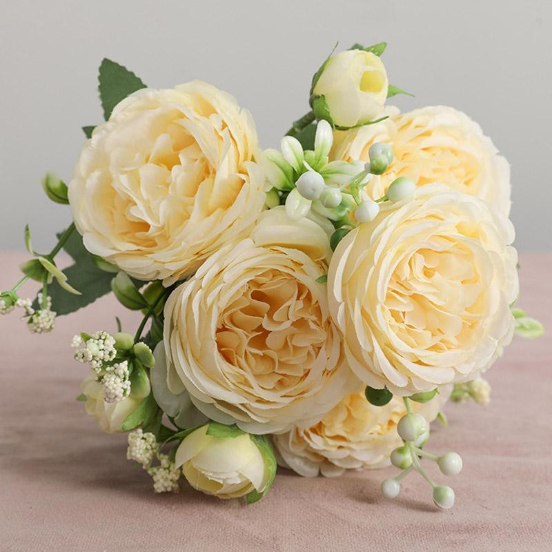 1pcs/30cm Rose Pink Silk Bouquet Peony Artificial Flower Wedding Home Decoration