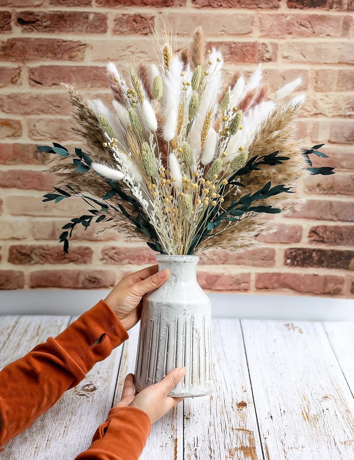 126pcs Dried Pampas Grass Bouquet – Boho Floral Decoration for Weddings & Homes