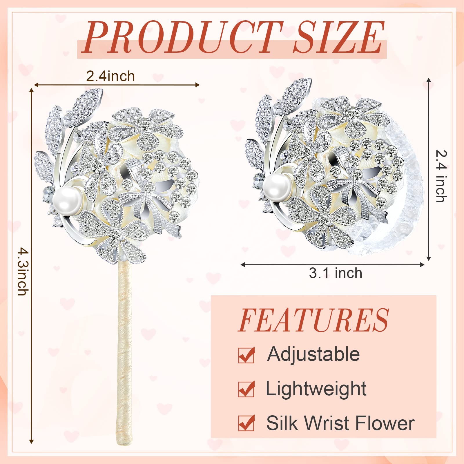 2 Pcs Rhinestone Wrist Corsage and Boutonniere Set – Artificial Flower Corsag…